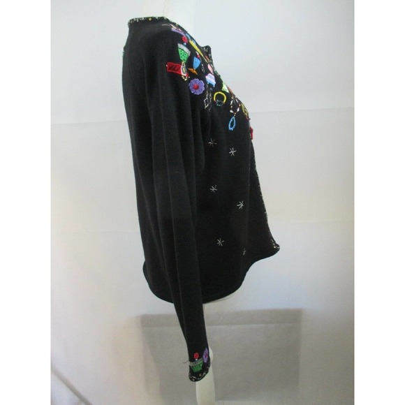 Berer2 M Fun Sweater Beads Sequins Embroider Takako Sakon Zip Long Sleeve Women - Picture 8 of 11